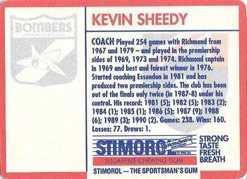 1991 Scanlens Stimorol #22 Kevin Sheedy Back